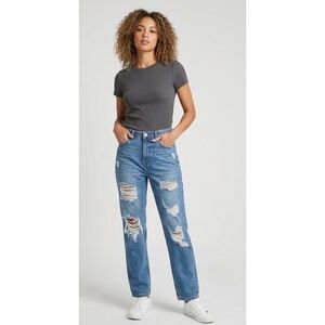 GOGO Light Washed Distressed 'Dream Fit" Mom Jeans